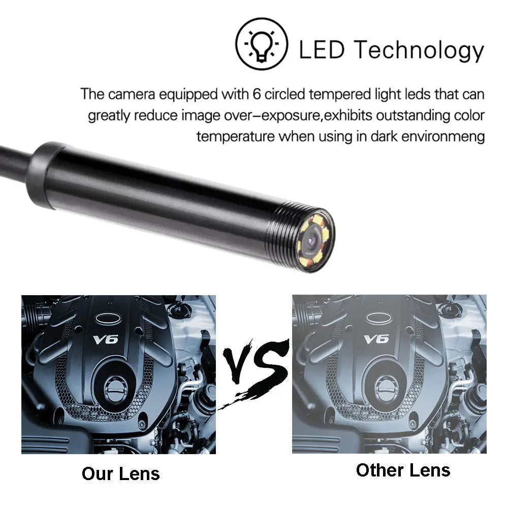 7.0MM TYPE-C Endoscope Camera IP67 Waterproof 6 LEDs Adjustable USB